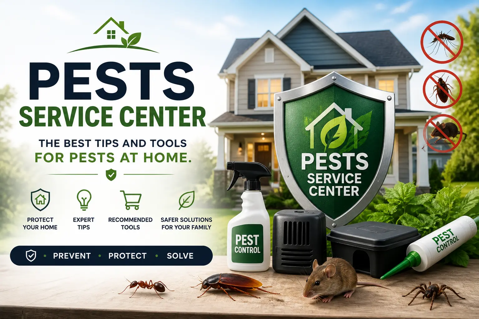 Pest control service protecting a home exterior